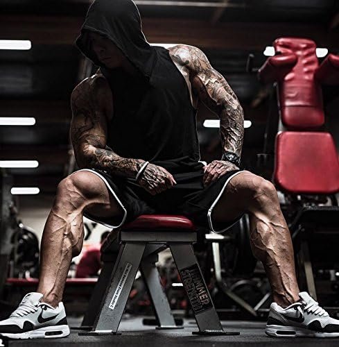 Men's 2 Pack Muscle Sleeveless Hoodies Tank Tops Gym Workout Hooded Bodybuilding T Shirt