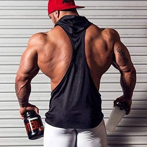 Men's 2 Pack Muscle Sleeveless Hoodies Tank Tops Gym Workout Hooded Bodybuilding T Shirt
